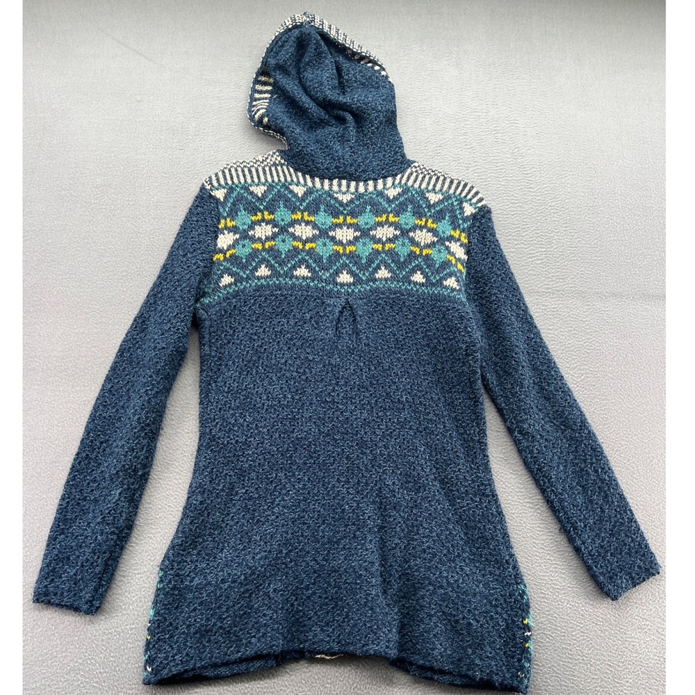 Royal Robbins Sweater Sz L Blue Fair Isle Zip Up Hooded Cardigan Aztec - Picture 7 of 10